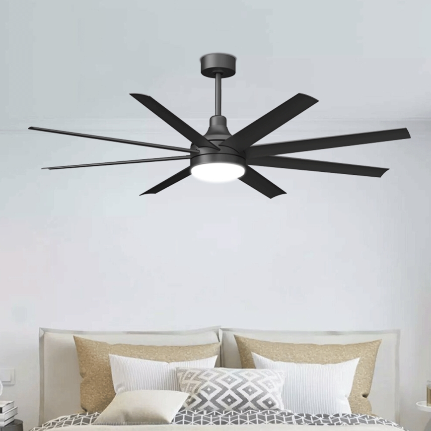 ZEVENTI - Dimmbar LED-takfläkt WALKIKI LED/24W/230V 2700-6500K 165 cm svart + fjärrkontroll