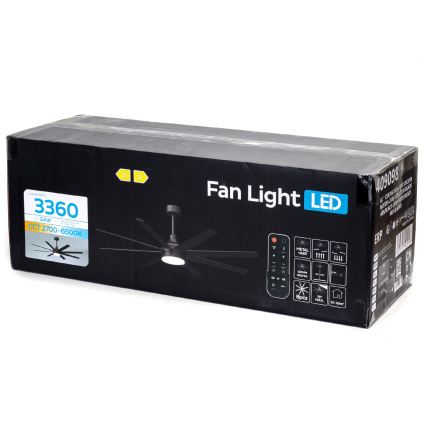 ZEVENTI - Dimmbar LED-takfläkt WALKIKI LED/24W/230V 2700-6500K 165 cm svart + fjärrkontroll