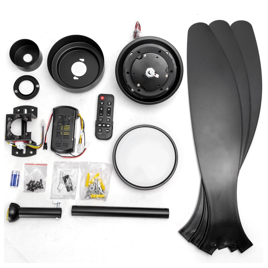 ZEVENTI - LED Dimbar takfläkt ULUWATU LED/20W/230V 2700-6500K 132 cm svart + fjärrkontroll