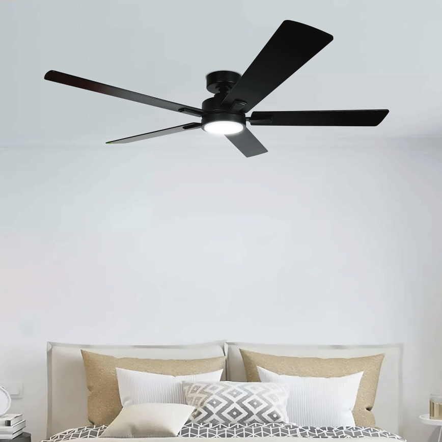 ZEVENTI - LED-dimmbar takfläkt WAIKIKI LED/20W/230V 2700-6500K 132 cm svart + fjärrkontroll