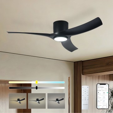 ZEVENTI - Dimmbar LED-takfläkt ORBITO LED/24W/230V 3000/4000/6000K Wi-Fi Tuya svart + fjärrkontroll