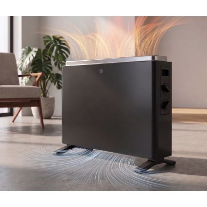 ZEVENTI - Elektrisk direktvärmare/konvektor 800/1200/2000 W/230 V svart