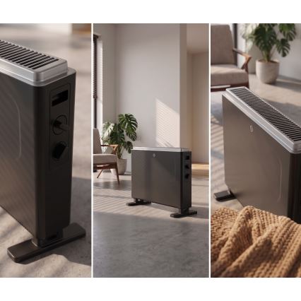 ZEVENTI - Elektrisk direktvärmare/konvektor 800/1200/2000 W/230 V svart