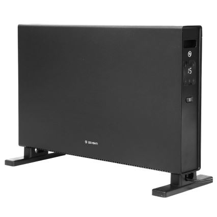 ZEVENTI - Elektrisk direktvärmare/konvektor med LCD-display 1250/2000W/230V svart + fjärrkontroll