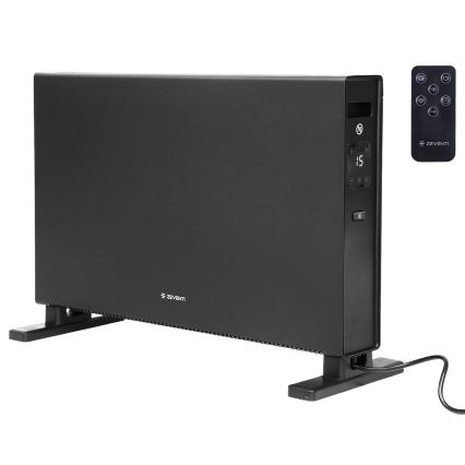 ZEVENTI - Elektrisk direktvärmare/konvektor med LCD-display 1250/2000W/230V svart + fjärrkontroll