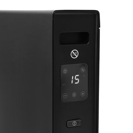 ZEVENTI - Elektrisk direktvärmare/konvektor med LCD-display 1250/2000W/230V svart + fjärrkontroll
