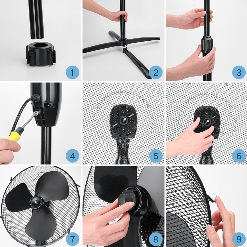 ZEVENTI - Stående fläkt FLOW 40W/230V 120 cm svart