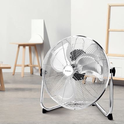 ZEVENTI - Golvfläkt FLOW 60W/230V 44,5 cm blank krom