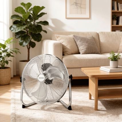 ZEVENTI - Golvfläkt FLOW 60W/230V 44,5 cm blank krom