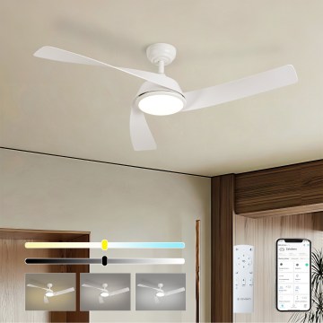 ZEVENTI - LED dimbar takfläkt AERYS LED/24W/230V 3000/4000/6000K Wi-Fi Tuya vit + fjärrkontroll