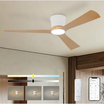 ZEVENTI - LED dimbar takfläkt AUREX LED/24W/230V 3000/4000/6000K Wi-Fi Tuya vit/ek + fjärrkontroll