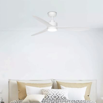 ZEVENTI - LED-dimmbar takfläkt ULUWATU LED/20W/230V 2700–6500K 132 cm vit + fjärrkontroll