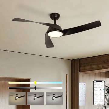 ZEVENTI - LED-dimbbar takfläkt AERYS LED/24W/230V 3000/4000/6000K Wi-Fi Tuya svart + fjärrkontroll
