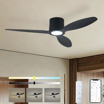 ZEVENTI - LED-dimmbar takfläkt VENTORA LED/24W/230V 3000/4000/6000K Wi-Fi Tuya svart + fjärrkontroll
