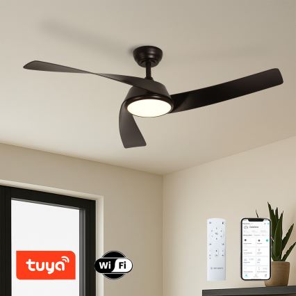ZEVENTI - LED-dimmbar takfläkt AERYS LED/24W/230V 3000/4000/6000K Wi-Fi Tuya svart + fjärrkontroll