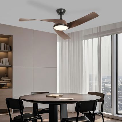 ZEVENTI - LED dimbar takfläkt AERYS LED/24W/230V 3000/4000/6000K Wi-Fi Tuya svart/valnöt + fjärrkontroll