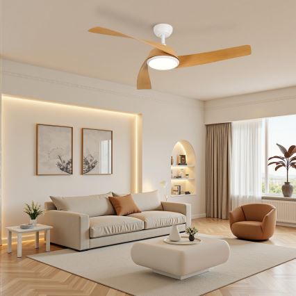 ZEVENTI - LED dimbar takfläkt AERYS LED/24W/230V 3000/4000/6000K Wi-Fi Tuya vit/ek + fjärrkontroll