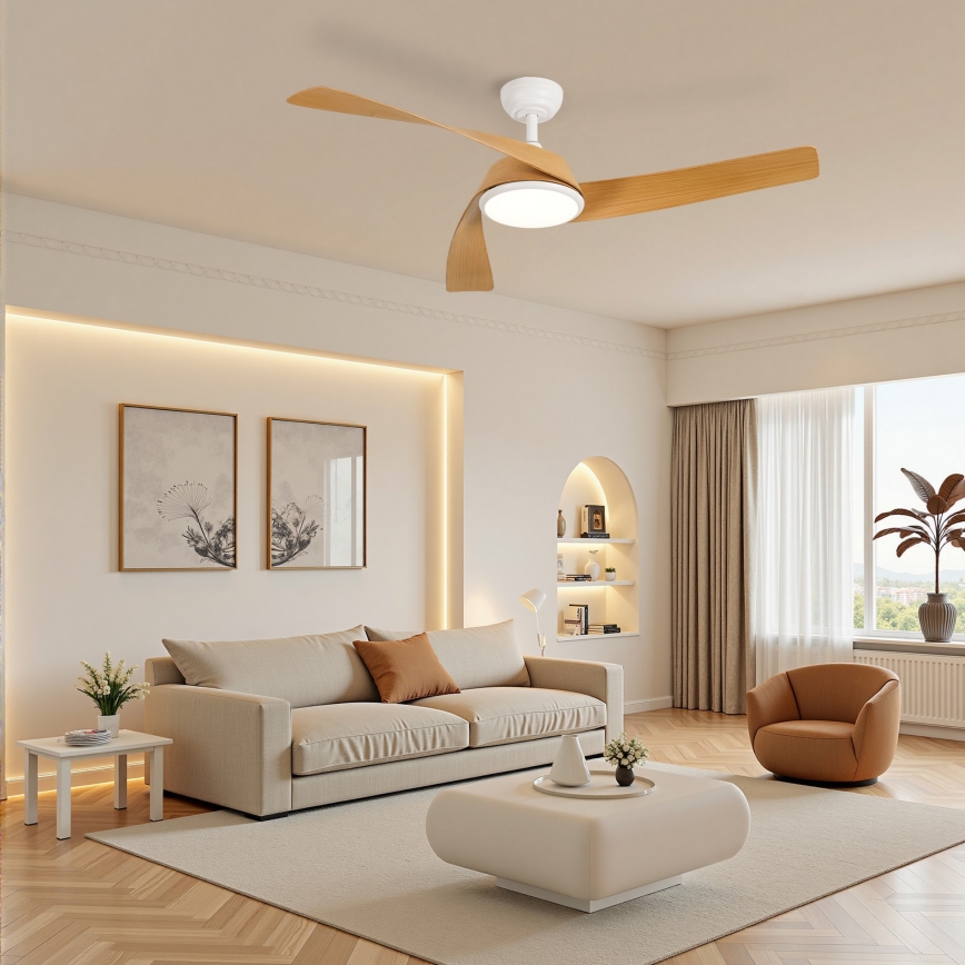 ZEVENTI - LED dimbar takfläkt AERYS LED/24W/230V 3000/4000/6000K Wi-Fi Tuya vit/ek + fjärrkontroll