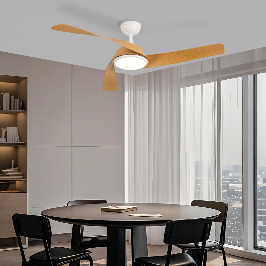 ZEVENTI - LED dimbar takfläkt AERYS LED/24W/230V 3000/4000/6000K Wi-Fi Tuya vit/ek + fjärrkontroll