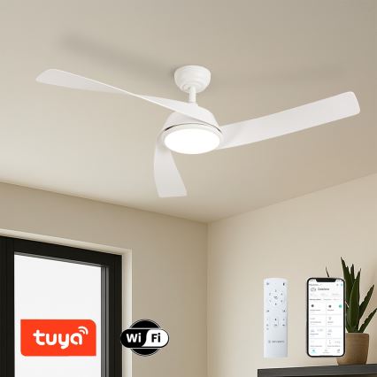 ZEVENTI - LED dimmerbar takfläkt AERYS LED/24W/230V 3000/4000/6000K Wi-Fi Tuya vit + fjärrkontroll