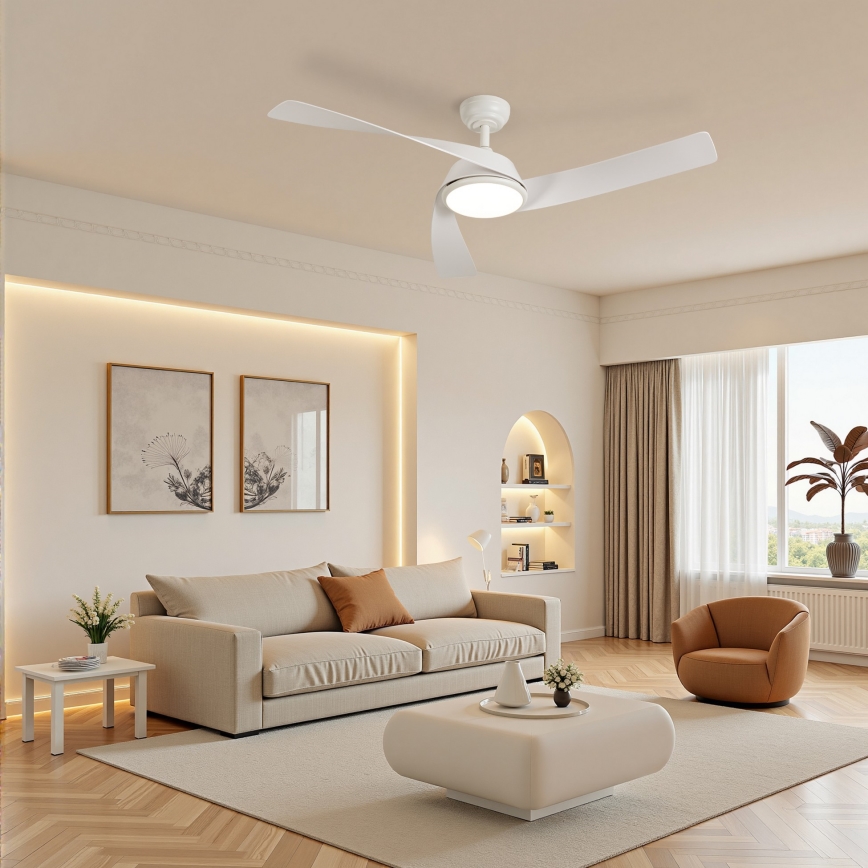 ZEVENTI - LED dimmerbar takfläkt AERYS LED/24W/230V 3000/4000/6000K Wi-Fi Tuya vit + fjärrkontroll