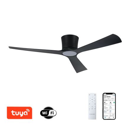 ZEVENTI - dimbar LED-takfläkt AUREX LED/24W/230V 3000/4000/6000K Wi-Fi Tuya svart + fjärrkontroll
