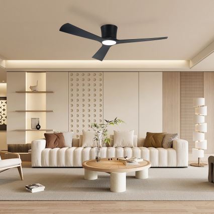 ZEVENTI - dimbar LED-takfläkt AUREX LED/24W/230V 3000/4000/6000K Wi-Fi Tuya svart + fjärrkontroll