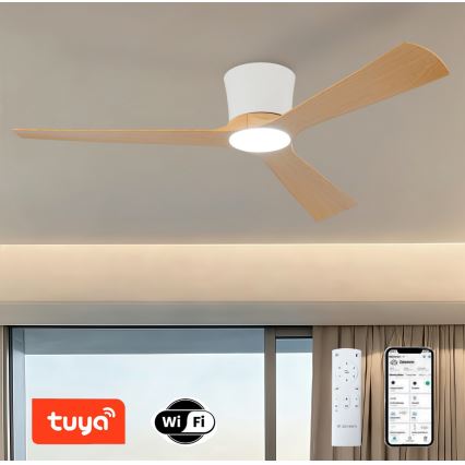 ZEVENTI - LED dimmbar takfläkt AUREX LED/24W/230V 3000/4000/6000K Wi-Fi Tuya vit/ek + fjärrkontroll