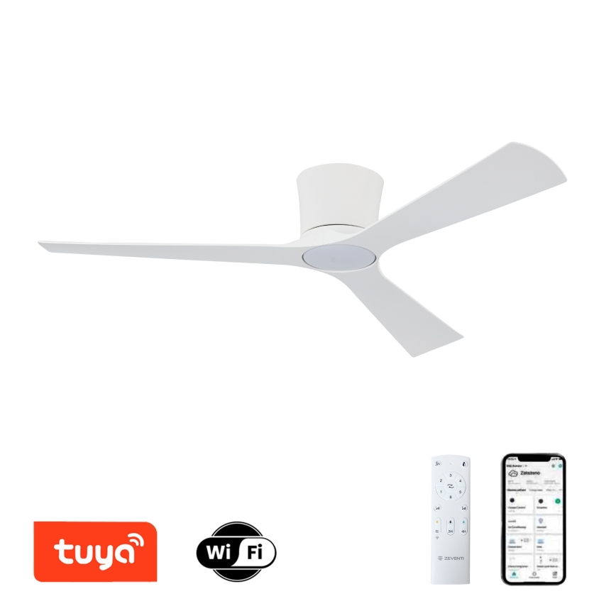 ZEVENTI - LED dimmerbar takfläkt AUREX LED/24W/230V 3000/4000/6000K Wi-Fi Tuya vit + fjärrkontroll