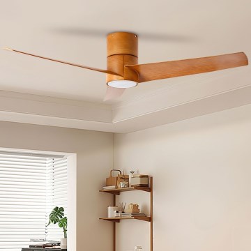 ZEVENTI - LED-takfläkt BARROSA LED/18W/230V 3000/4000/6000K Wi-Fi Tuya brun + fjärrkontroll