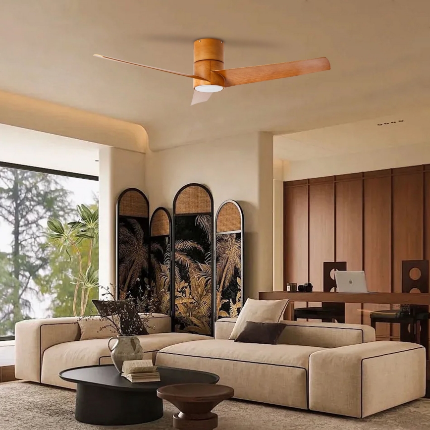 ZEVENTI - LED-takfläkt BARROSA LED/18W/230V 3000/4000/6000K Wi-Fi Tuya brun + fjärrkontroll