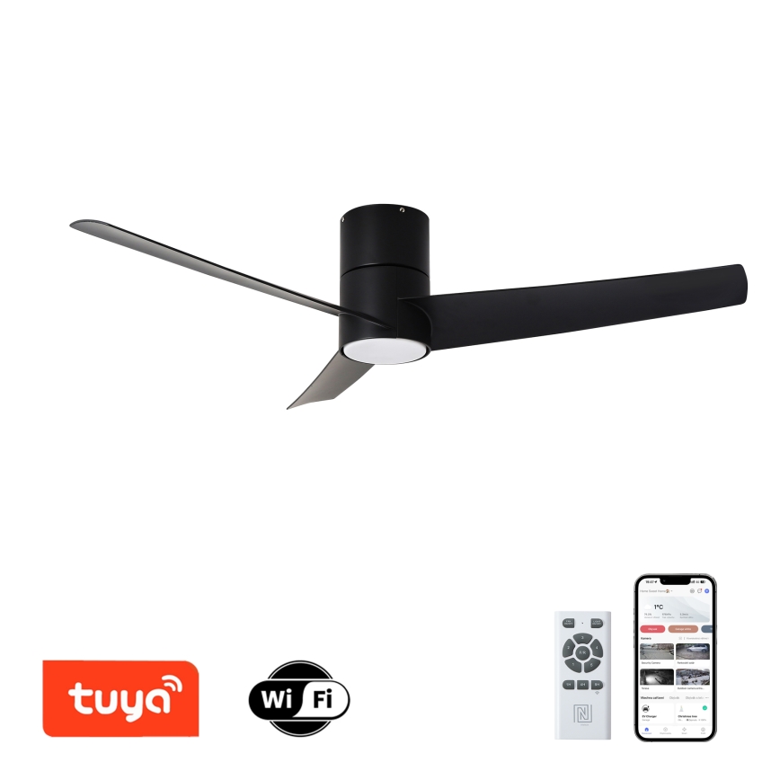 ZEVENTI - LED-takfläkt BARROSA LED/18W/230V 3000/4000/6000K Wi-Fi Tuya svart + fjärrkontroll