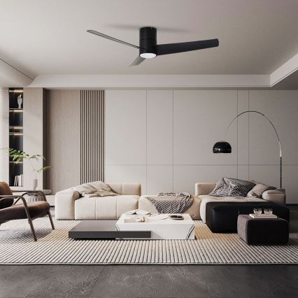 ZEVENTI - LED-takfläkt BARROSA LED/18W/230V 3000/4000/6000K Wi-Fi Tuya svart + fjärrkontroll