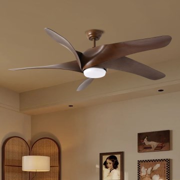 ZEVENTI - LED takfläkt LUCCA LED/18W/230V 3000/4000/6000K Wi-Fi Tuya brun + fjärrkontroll