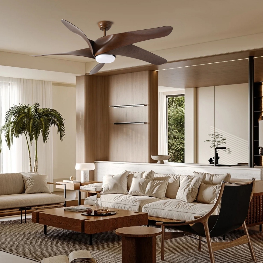 ZEVENTI - LED takfläkt LUCCA LED/18W/230V 3000/4000/6000K Wi-Fi Tuya brun + fjärrkontroll