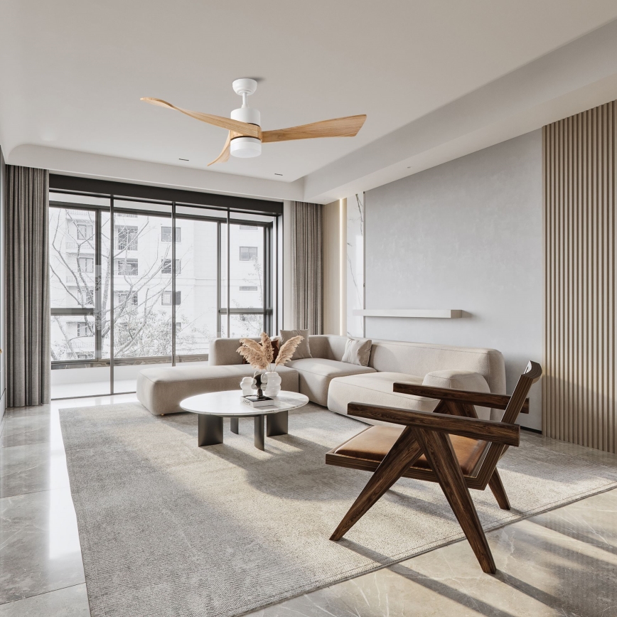 ZEVENTI - LED takfläkt NATURITO LED/18W/230V 3000/4000/6000K Wi-Fi Tuya vit/ek + fjärrkontroll