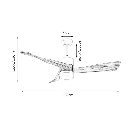 ZEVENTI - LED-takfläkt NATURITO LED/18W/230V 3000/4000/6000K Wi-Fi Tuya svart/ek + fjärrkontroll