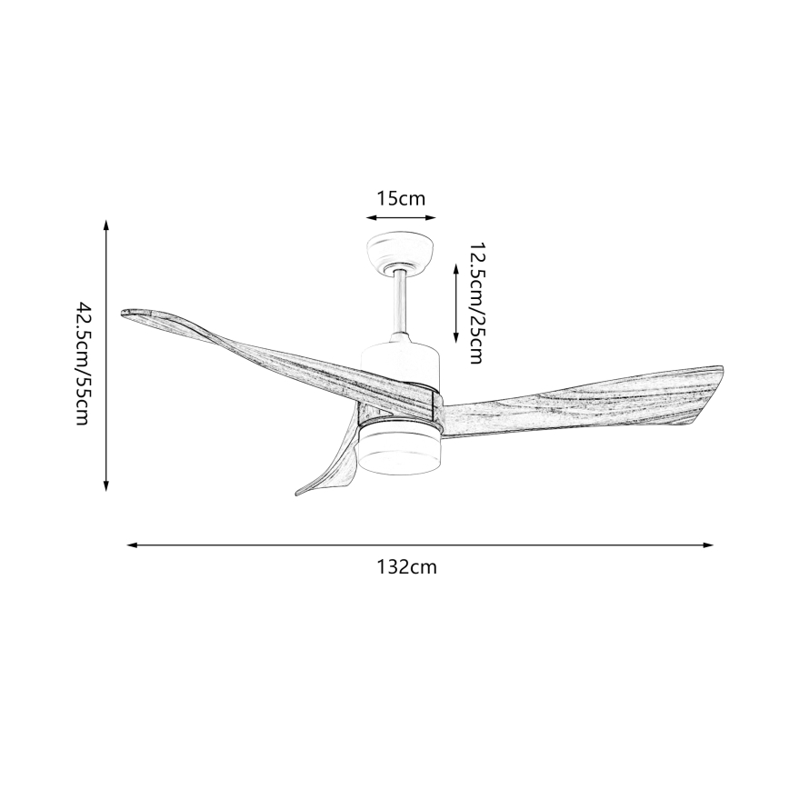 ZEVENTI - LED-takfläkt NATURITO LED/18W/230V 3000/4000/6000K Wi-Fi Tuya svart/ek + fjärrkontroll