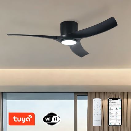 ZEVENTI - LED-dimmbar takfläkt ORBITO LED/24W/230V 3000/4000/6000K Wi-Fi Tuya svart + fjärrkontroll