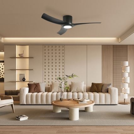 ZEVENTI - LED-dimmbar takfläkt ORBITO LED/24W/230V 3000/4000/6000K Wi-Fi Tuya svart + fjärrkontroll