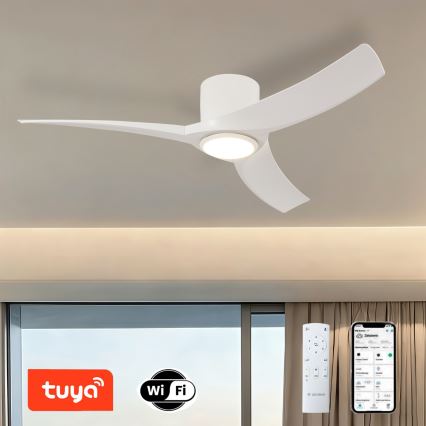 ZEVENTI - LED-dimmbar takfläkt ORBITO LED/24W/230V 3000/4000/6000K Wi-Fi Tuya vit + fjärrkontroll