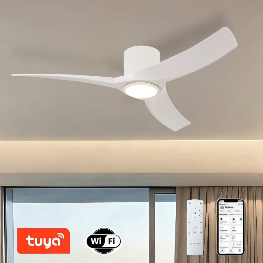 ZEVENTI - LED-dimmbar takfläkt ORBITO LED/24W/230V 3000/4000/6000K Wi-Fi Tuya vit + fjärrkontroll