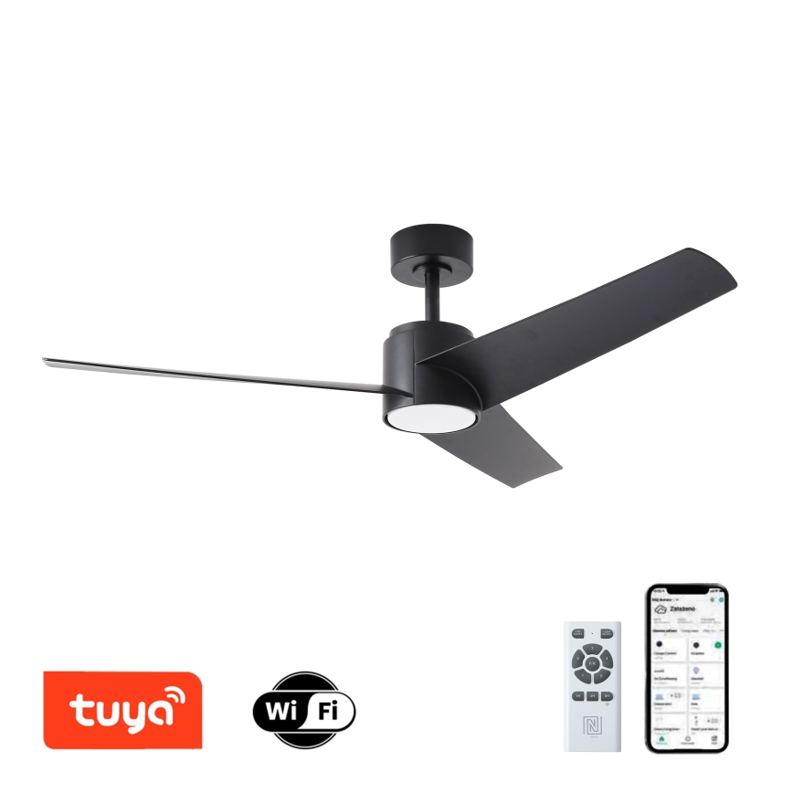 ZEVENTI - LED takfläkt ORVIETO LED/18W/230V 3000/4000/6000K Wi-Fi Tuya svart + fjärrkontroll