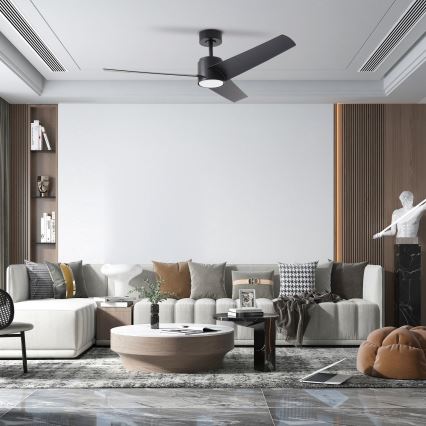 ZEVENTI - LED takfläkt ORVIETO LED/18W/230V 3000/4000/6000K Wi-Fi Tuya svart + fjärrkontroll