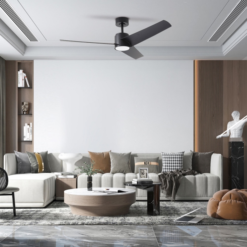 ZEVENTI - LED takfläkt ORVIETO LED/18W/230V 3000/4000/6000K Wi-Fi Tuya svart + fjärrkontroll