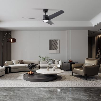 ZEVENTI - LED takfläkt ORVIETO LED/18W/230V 3000/4000/6000K Wi-Fi Tuya svart + fjärrkontroll