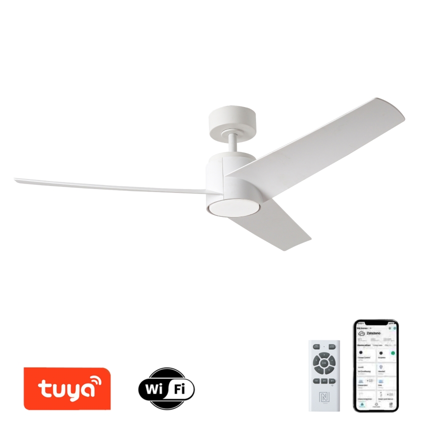 ZEVENTI - LED takfläkt ORVIETO LED/18W/230V 3000/4000/6000K Wi-Fi Tuya vit + fjärrkontroll