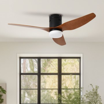 ZEVENTI - LED-takfläkt PADUA LED/18W/230V 3000/4000/6000K Wi-Fi Tuya svart/brun + fjärrkontroll