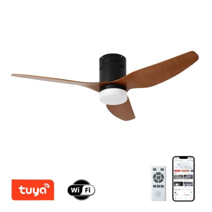 ZEVENTI - LED-takfläkt PADUA LED/18W/230V 3000/4000/6000K Wi-Fi Tuya svart/brun + fjärrkontroll