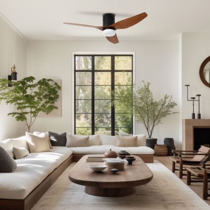 ZEVENTI - LED-takfläkt PADUA LED/18W/230V 3000/4000/6000K Wi-Fi Tuya svart/brun + fjärrkontroll